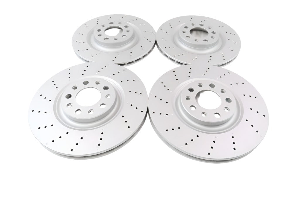 Alfa Romeo Giulia front & rear brake rotors drilled upgrade TopEuro #1305