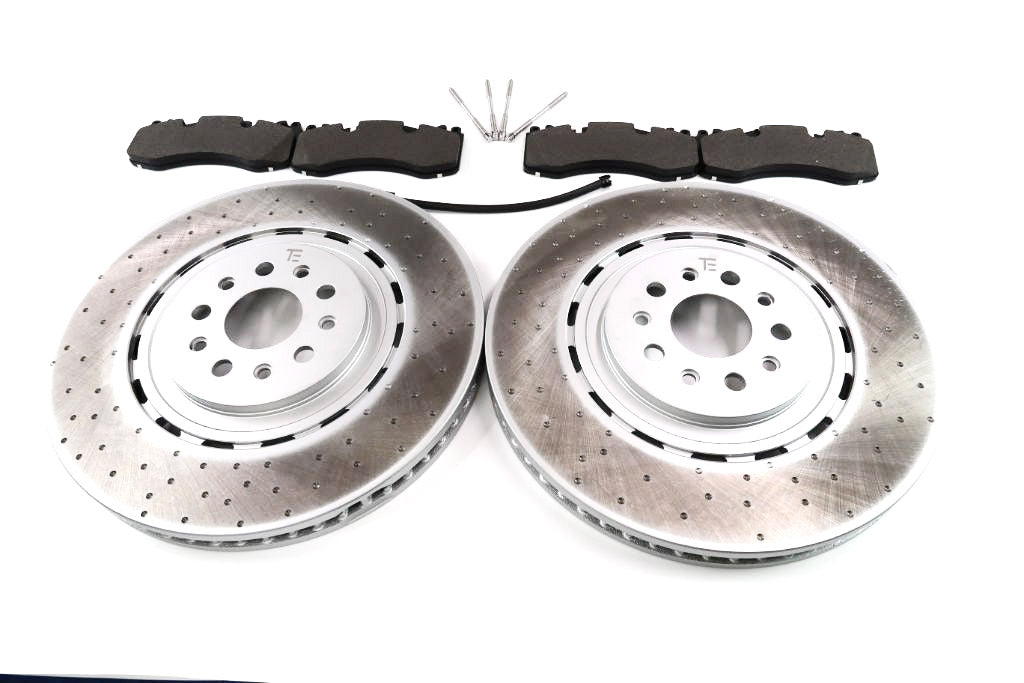 Maserati Levante S Trofeo front brake pads & dimpled rotors TopEuro #1565