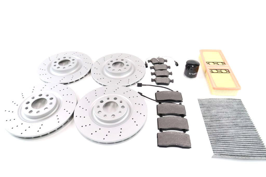 Alfa Romeo Stelvio filters & front rear brake pads rotors drilled upgrade TopEuro #1309